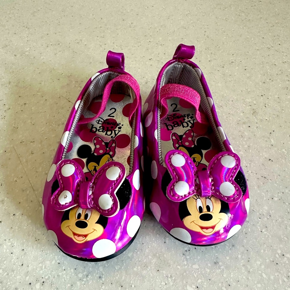 COPY - Disney Baby Minnie Mouse Baby Girl Sz 2 Polkadot pink & white Mary Jane …